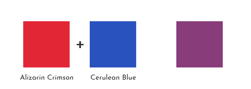 what do the colors blue and red make alizarin crimson + cerulean blue