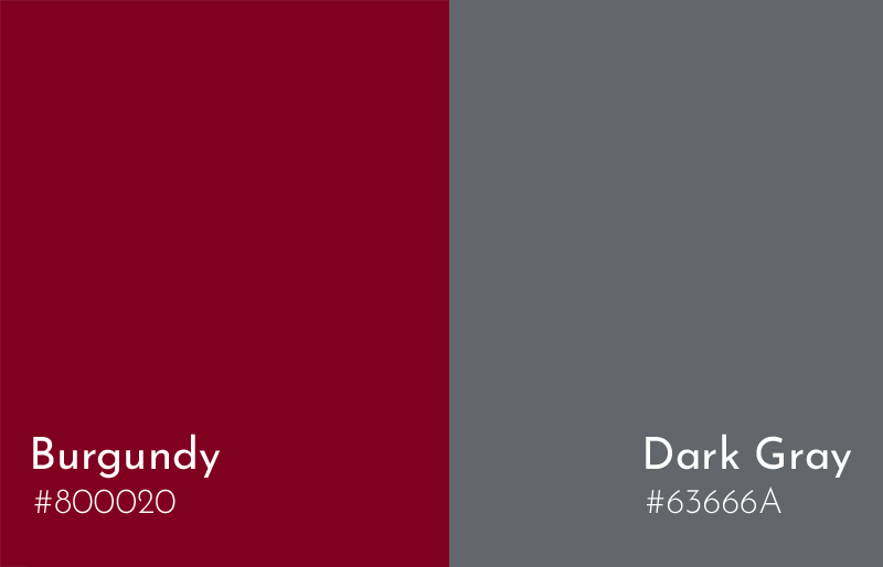 burgundy + dark gray