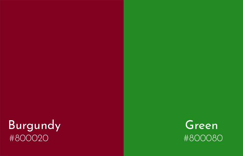 burgundy + green