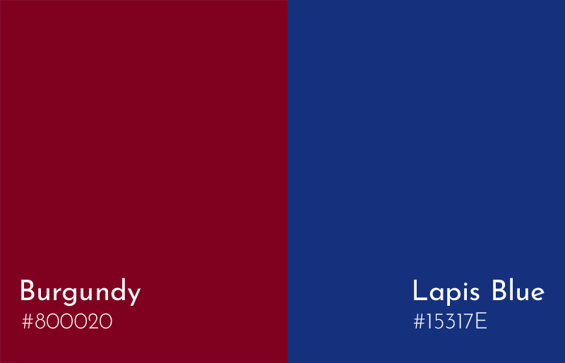 burgundy + lapis blue