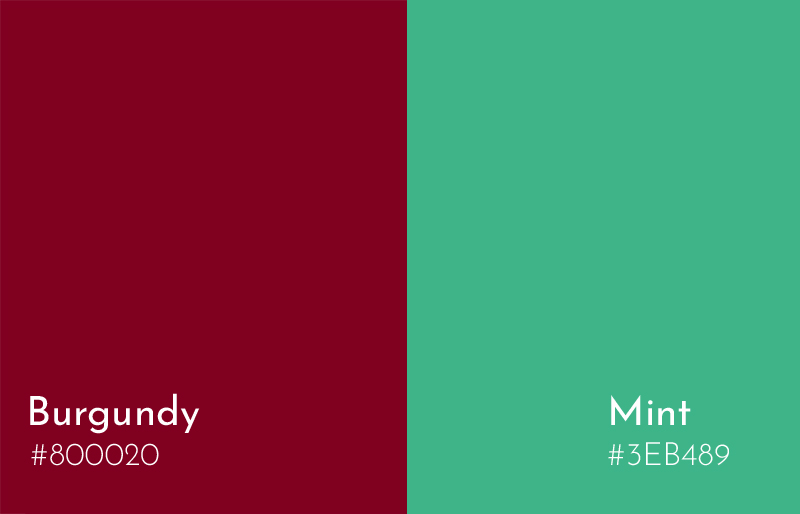 burgundy + mint