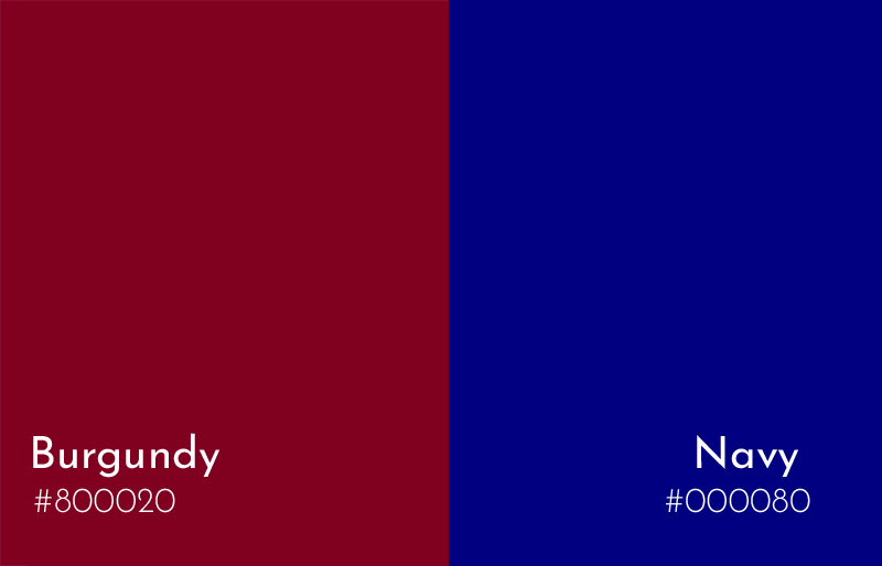 burgundy + navy