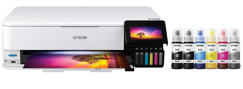 Epson inkjet printer with a set of ink pens.