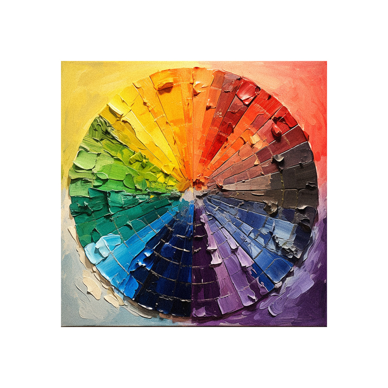 A painting of a color wheel on a white background.